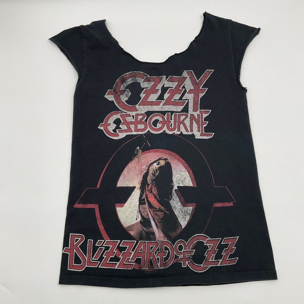 Ozzy Osbourne Blizzard Of Ozz Cut‎ Off Sleeveless Graphic Shirt Small Gothcore